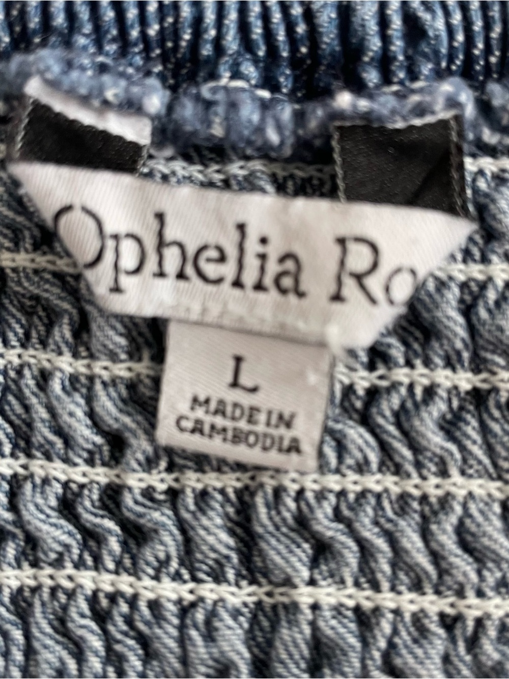 Ophelia Rowe Denim Puff Sleeve Dress w/ Smocked Tie Back – Like New, Size Large - Picture 10 of 13